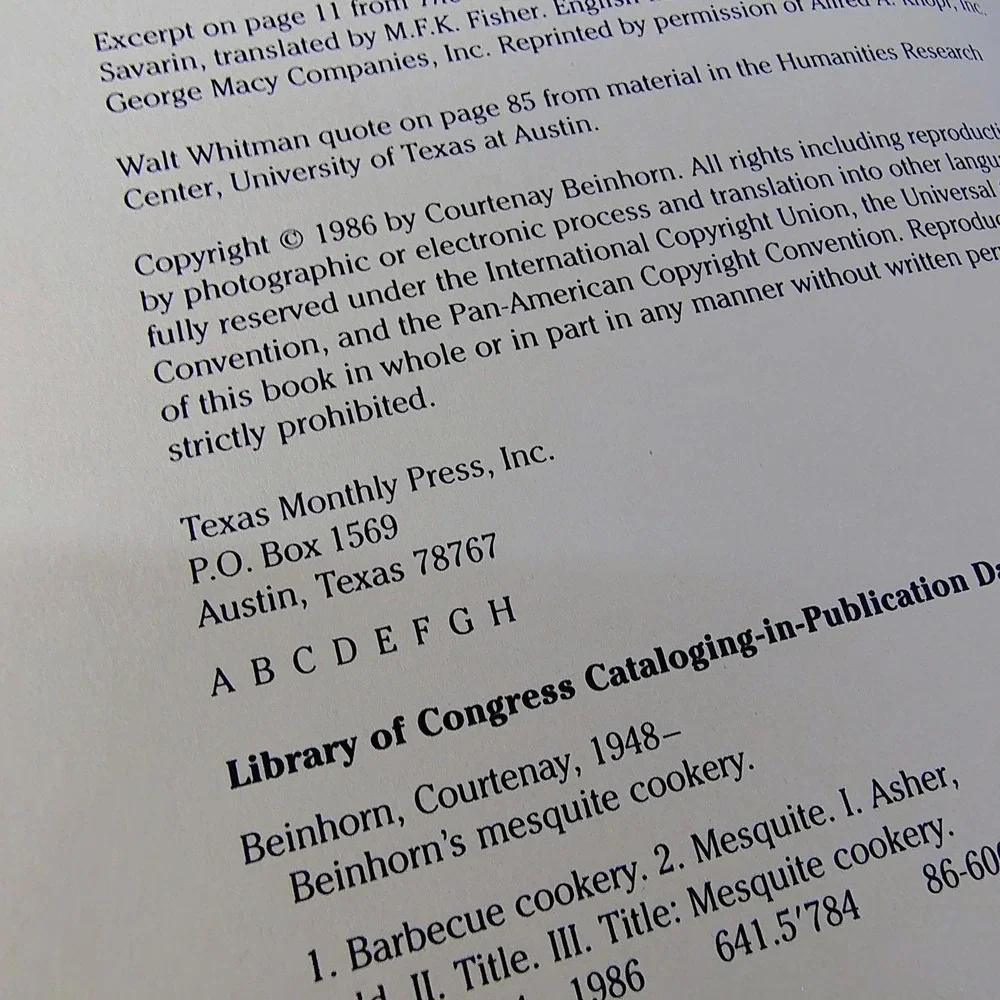 Mesquire Cookery Cookbook by‎ Courtenay Beinhorn 1986 Hardcover